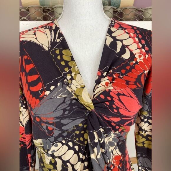 CABi monarch butterfly bodycon dress hugs curves sexy neckline NWOT🌷 - Picture 3 of 8